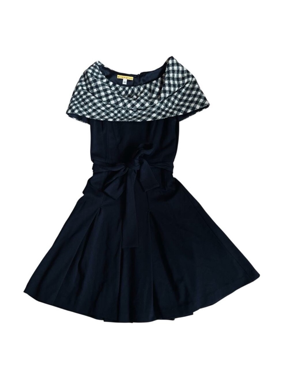 Alice + Olivia Women’s Sz XS Black Fit & Flare Mini Dress Buffalo Check